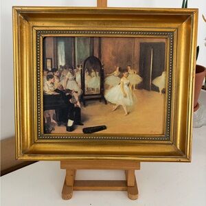 Edgar Degas reproduction print of ballet lesson, framed